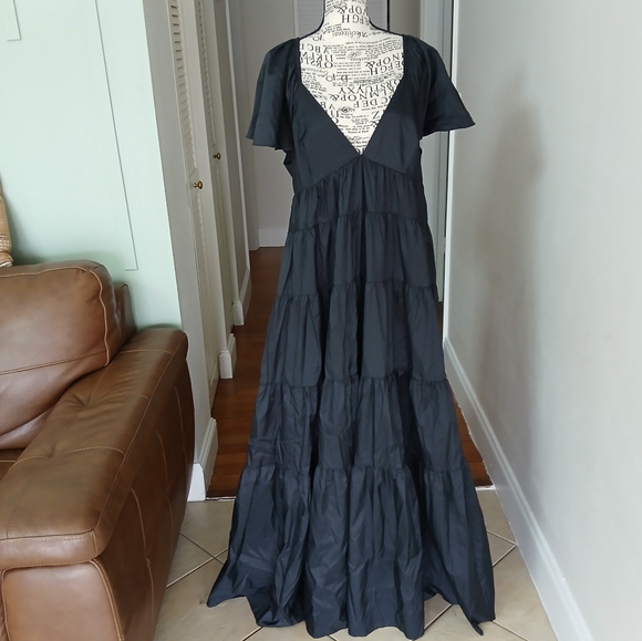 NWT STAUD Corsica Plunging Tiered Maxi Dress - Picture 2 of 11